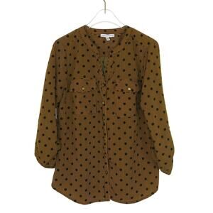 Notations 90s Vintage Mustard Yellow Polka Dot Button Down Blouse Small Twee